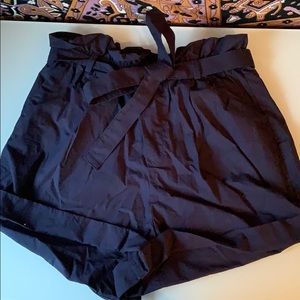 Tie high waisted navy blue shorts